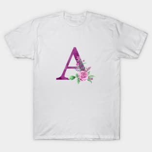 Floral Monogram A Beautiful Rose Bouquet T-Shirt